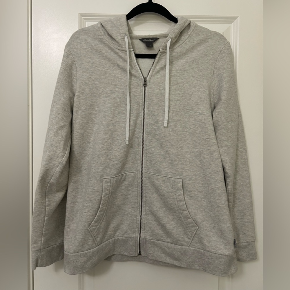 Eddie Bauer women’s Light Gray Zip-Up hoodie sweatshirt